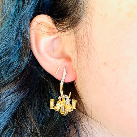 Alexis Bittar New Gold Jagged Starlight Marquis Serpentine Crystal Earrings - Picture 6 of 16